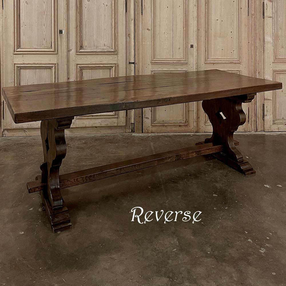 Hand-Crafted Antique Rustic Italian Style Trestle Farm Table For Sale