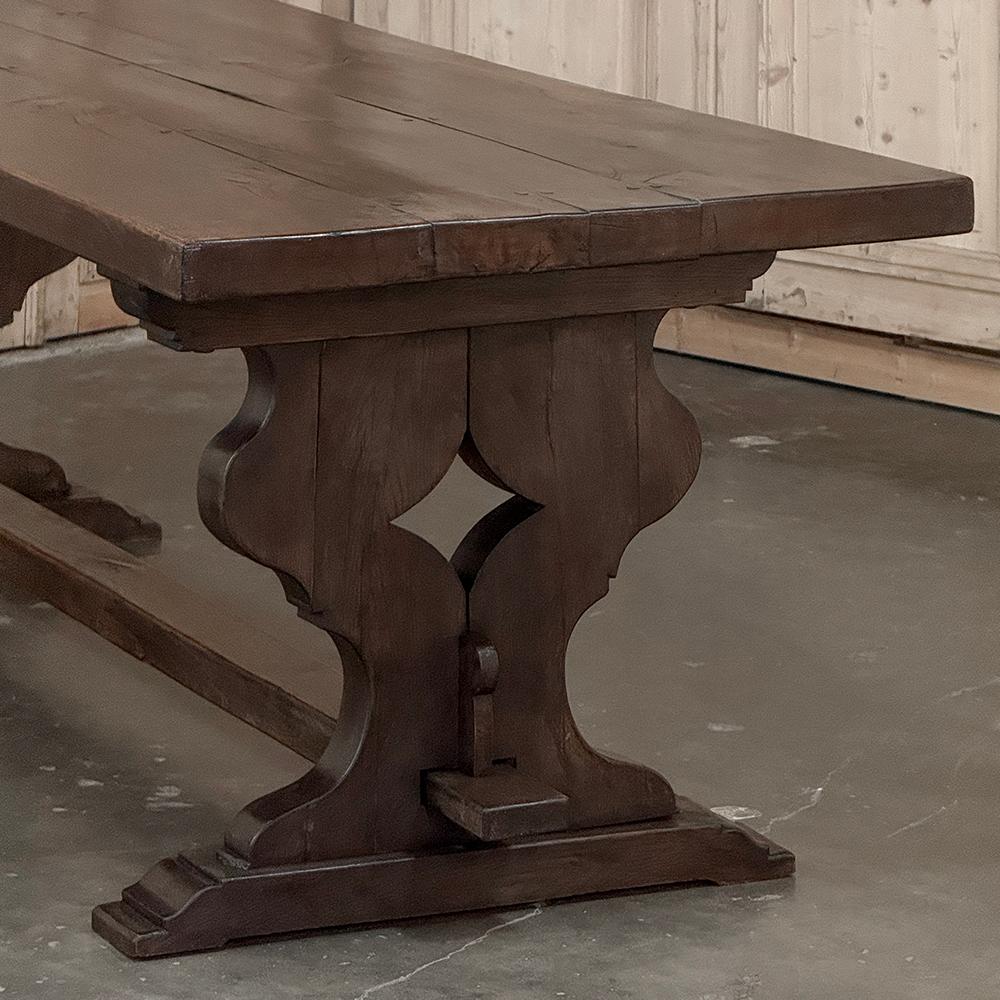 20ième siècle Table de ferme italienne ancienne et rustique à tréteaux en vente