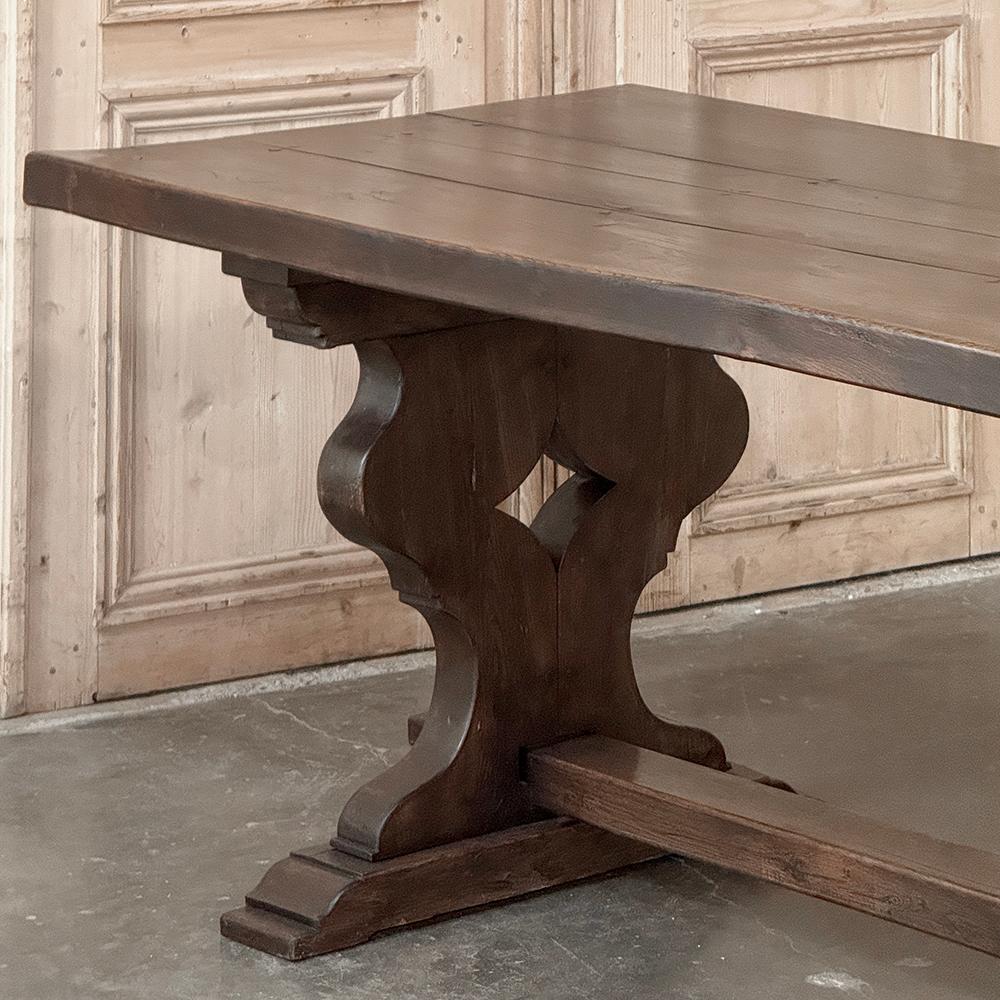 Chêne Table de ferme italienne ancienne et rustique à tréteaux en vente