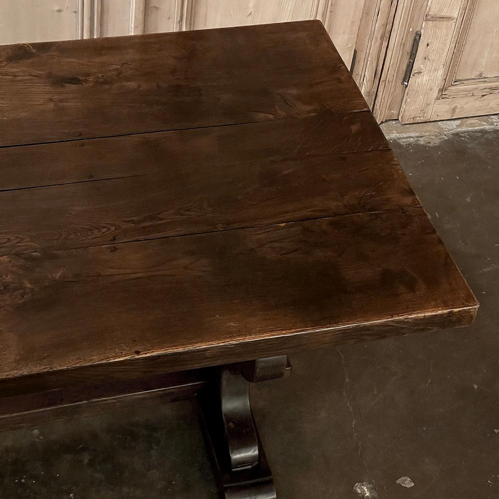 Antique Rustic Italian Style Trestle Farm Table For Sale 2