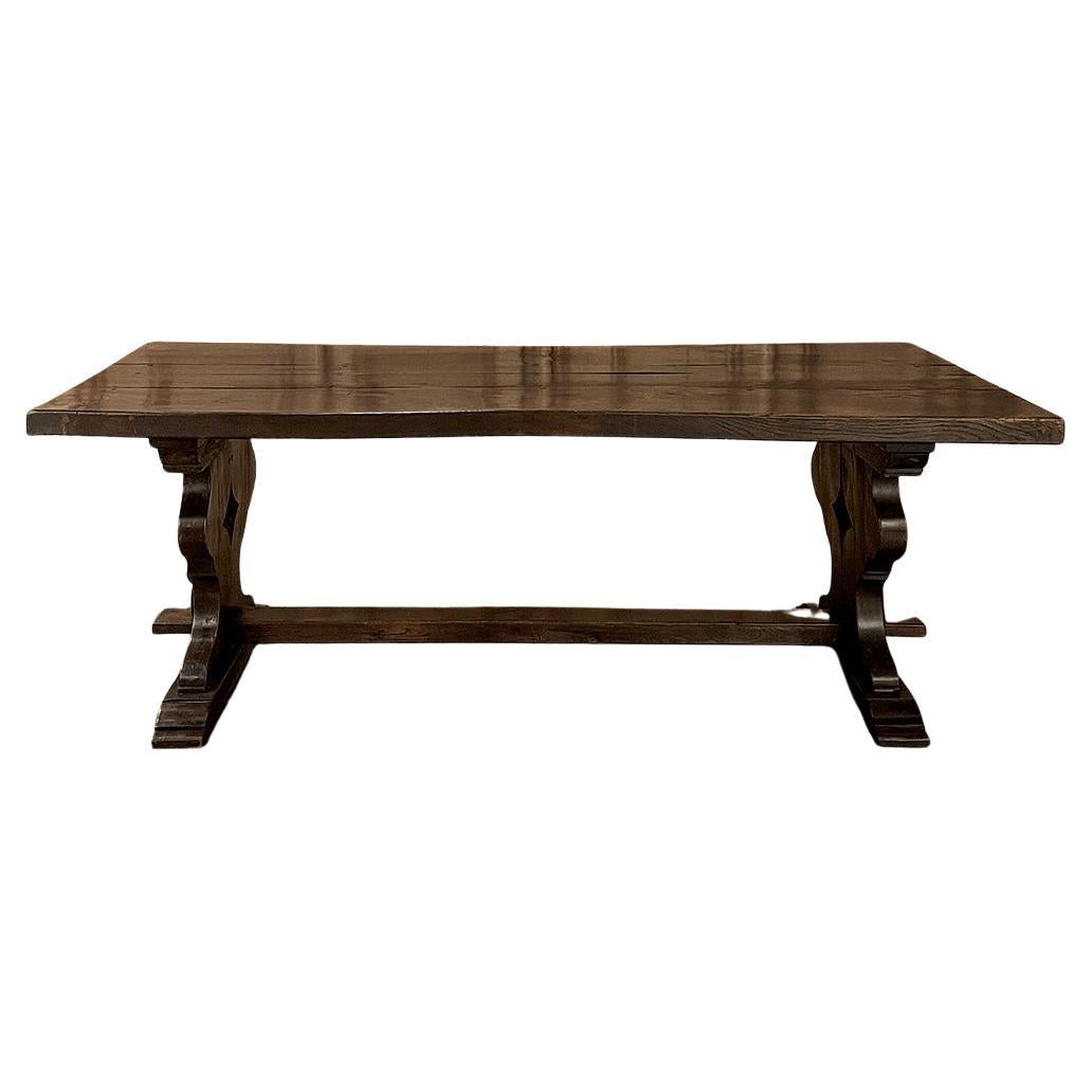 Antico tavolo rustico da fattoria a cavalletto in stile italiano in vendita