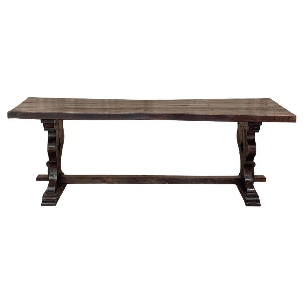 Antique Rustic Italian Style Trestle Farm Table