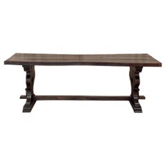 Antique Rustic Italian Style Trestle Farm Table