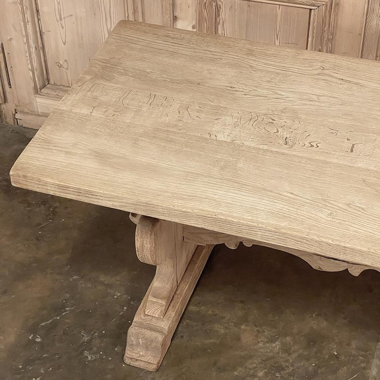 Antique Rustic Italian Trestle Table in Stripped Oak For Sale at 1stDibs