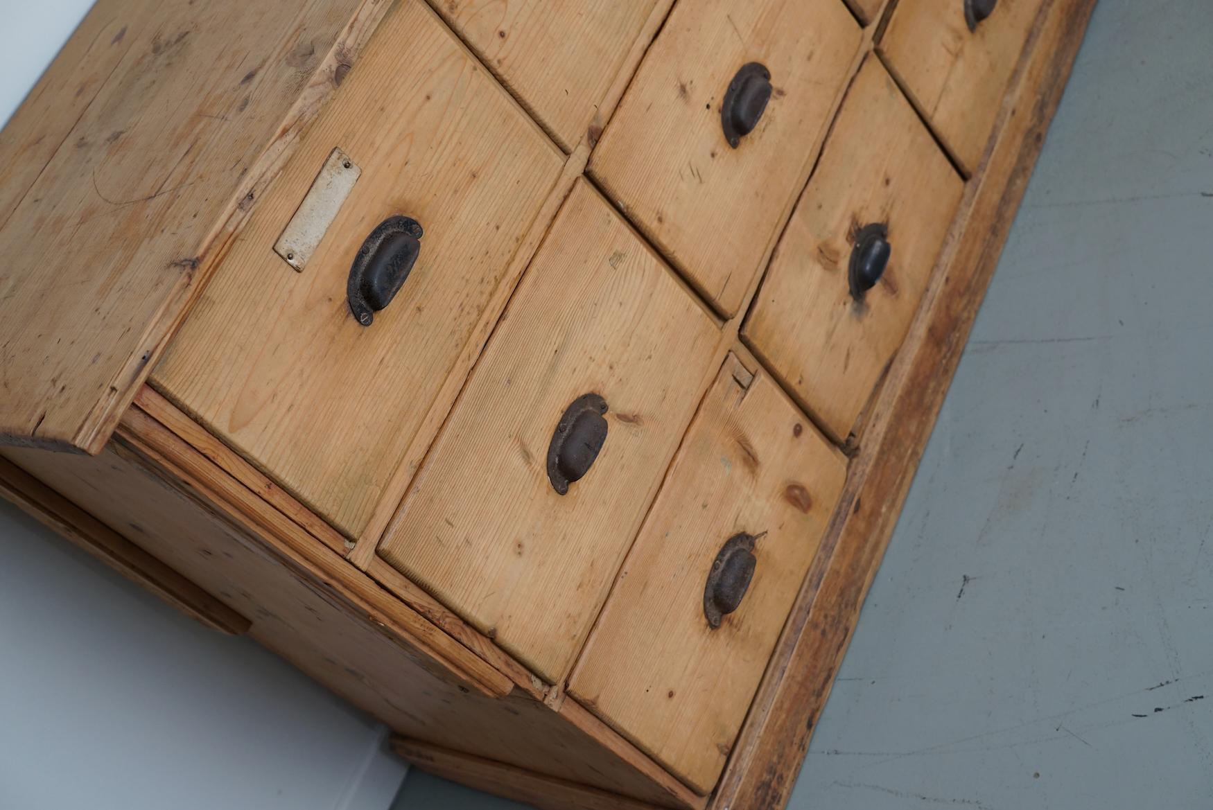  Antique Rustic Large German Pine Apothecary Cabinet / Shop Counter, 1900s 5