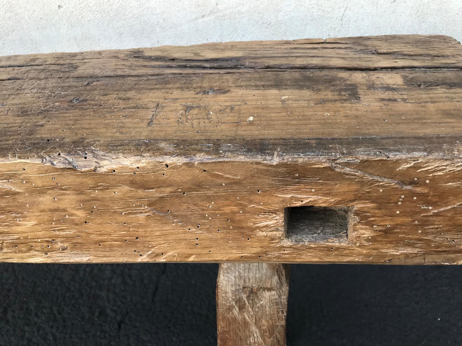 Antique Rustic Low Carpenter's Bench 4
