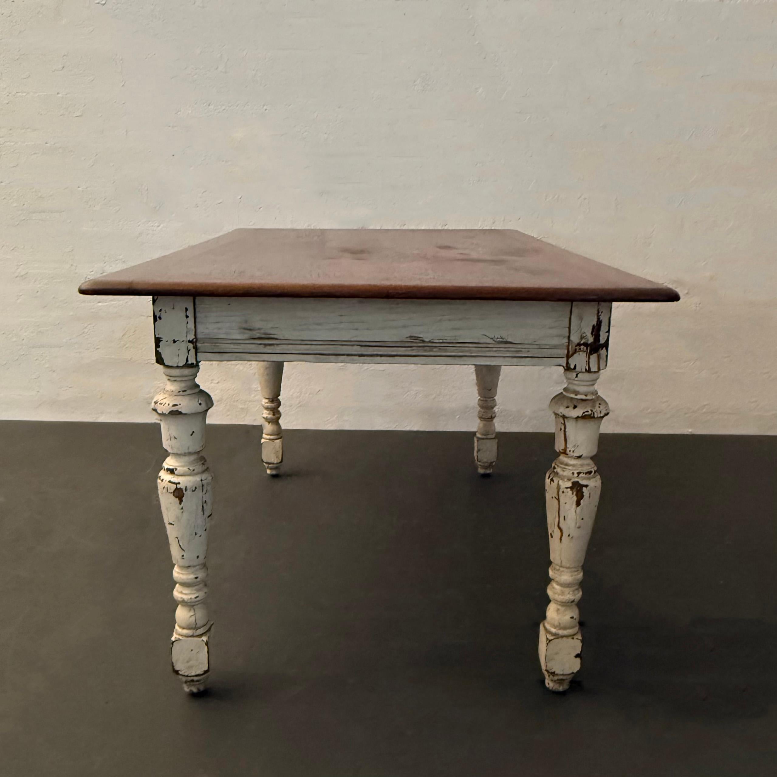 American Antique Rustic Maple Farmhouse Dining Work Table For Sale