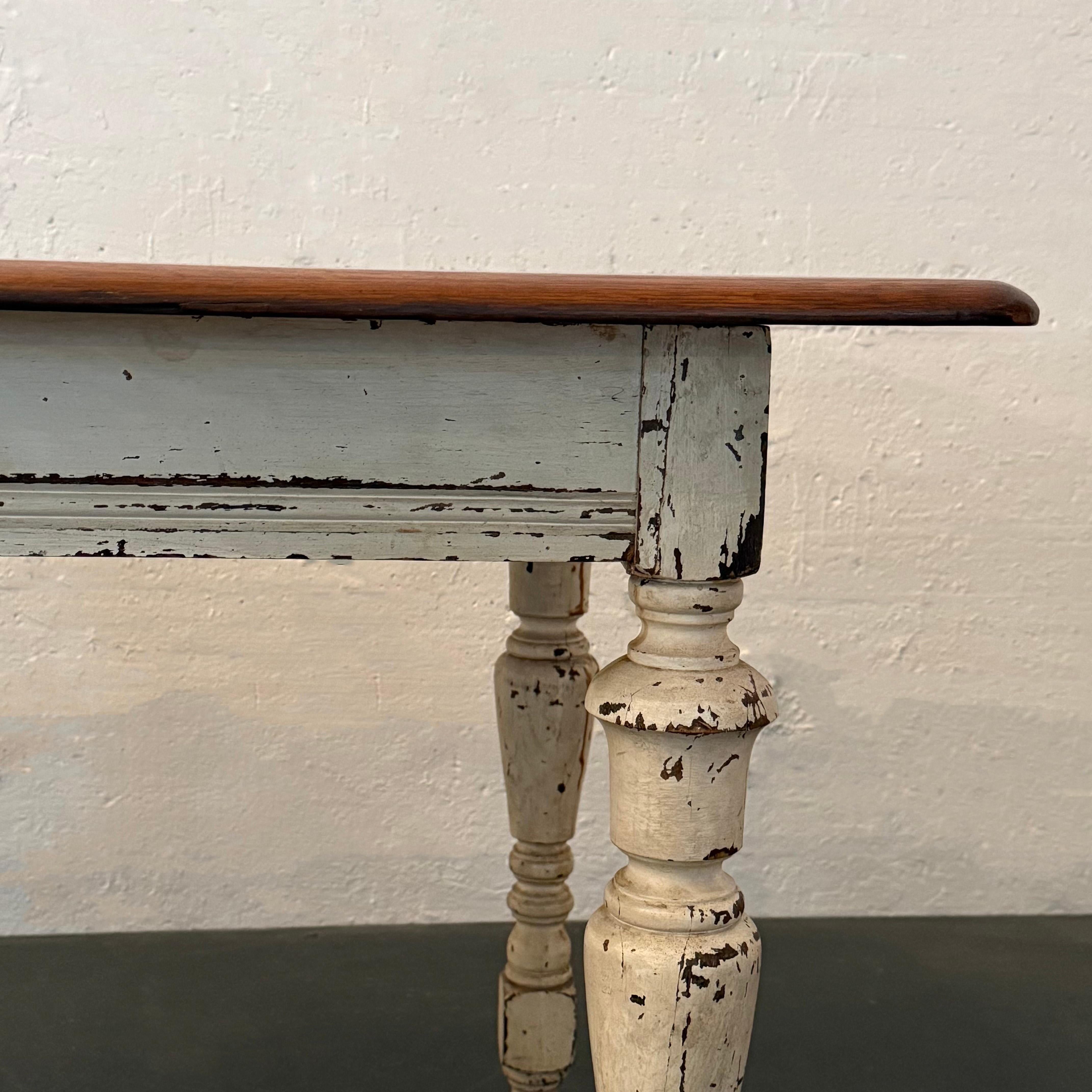 20th Century Antique Rustic Maple Farmhouse Dining Work Table For Sale
