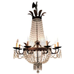 Antique Rustic Metal Eight-Light Chandelier by Niermann Weeks