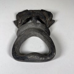 Antique Rustic Metal Face Hot Plate Trivet Farm Salvage Industrial