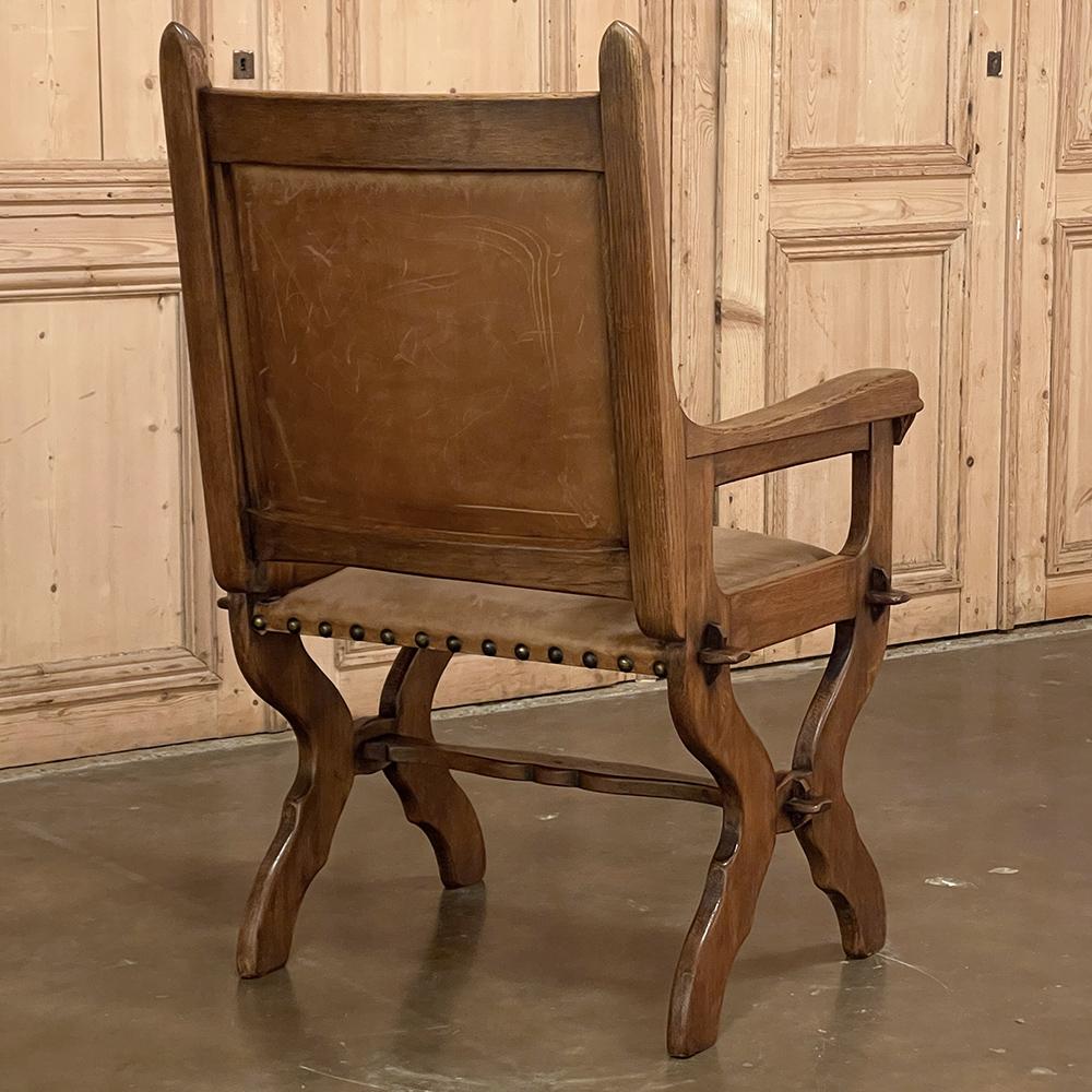 Antique Rustic Neogothic Armchair For Sale 8
