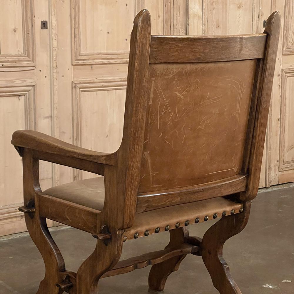 Antique Rustic Neogothic Armchair For Sale 9
