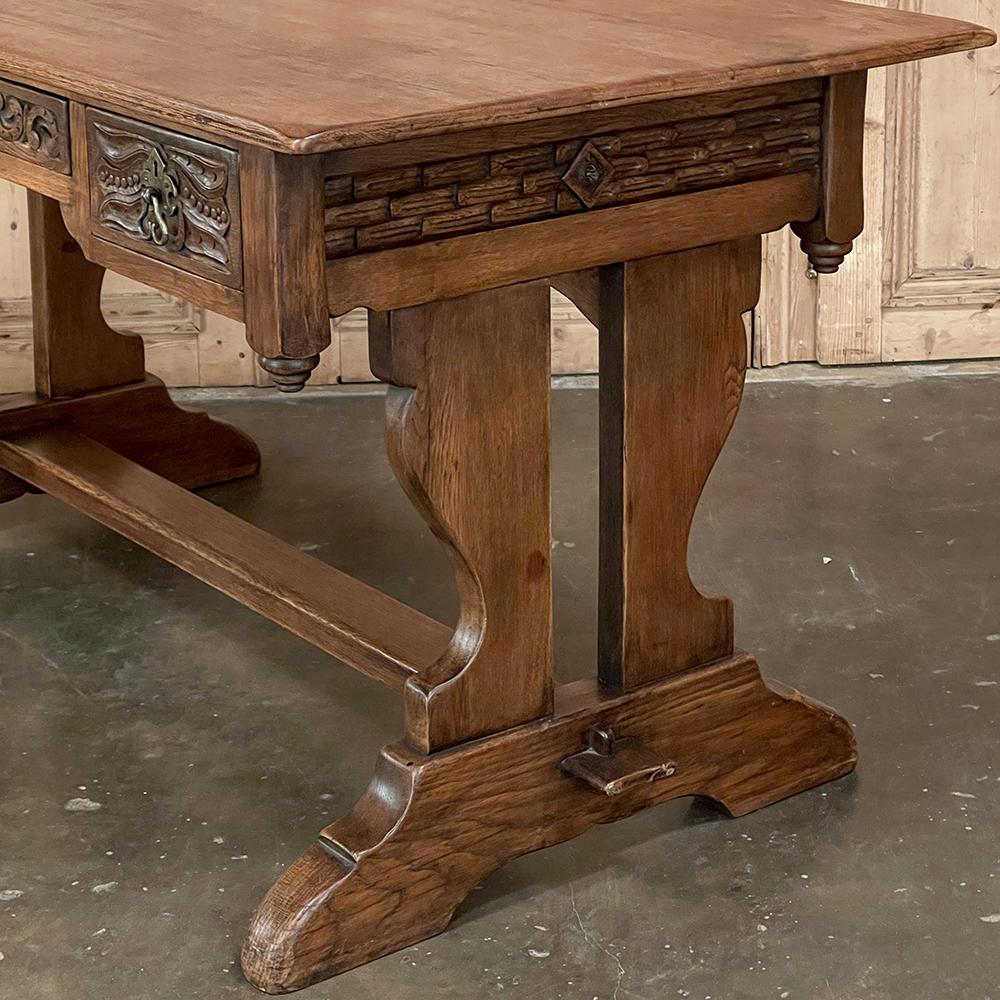 Antica scrivania rustica neogotica ~ Tavolo da scrittura in vendita 4