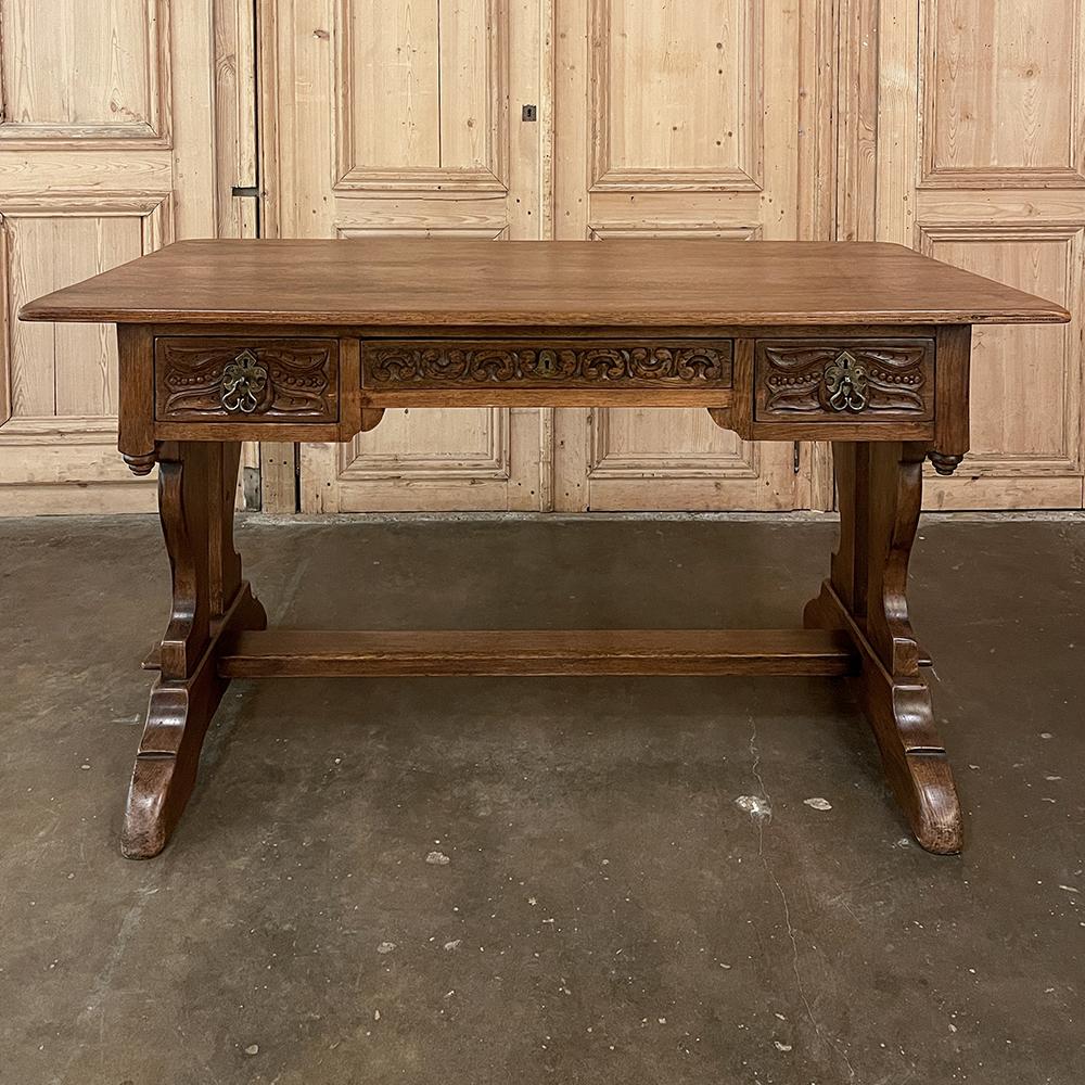Belgian Antique Rustic Neogothic Desk ~ Writing Table For Sale
