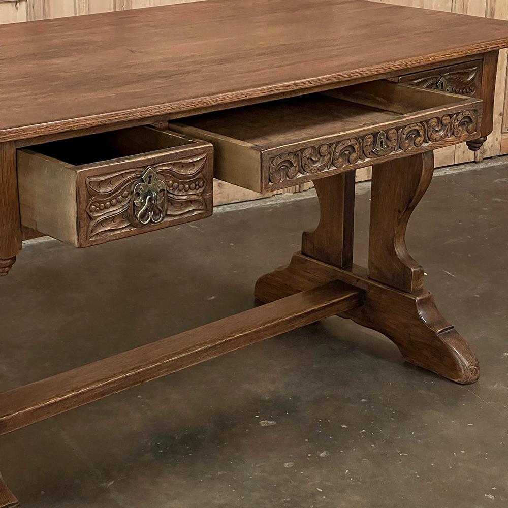 Antique Rustic Neogothic Desk ~ Writing Table In Good Condition For Sale In Dallas, TX