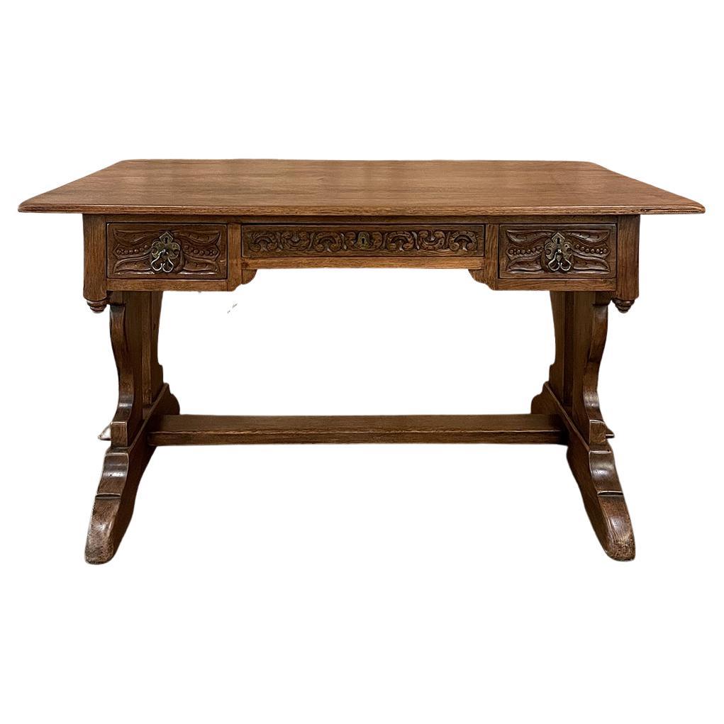 Antica scrivania rustica neogotica ~ Tavolo da scrittura in vendita