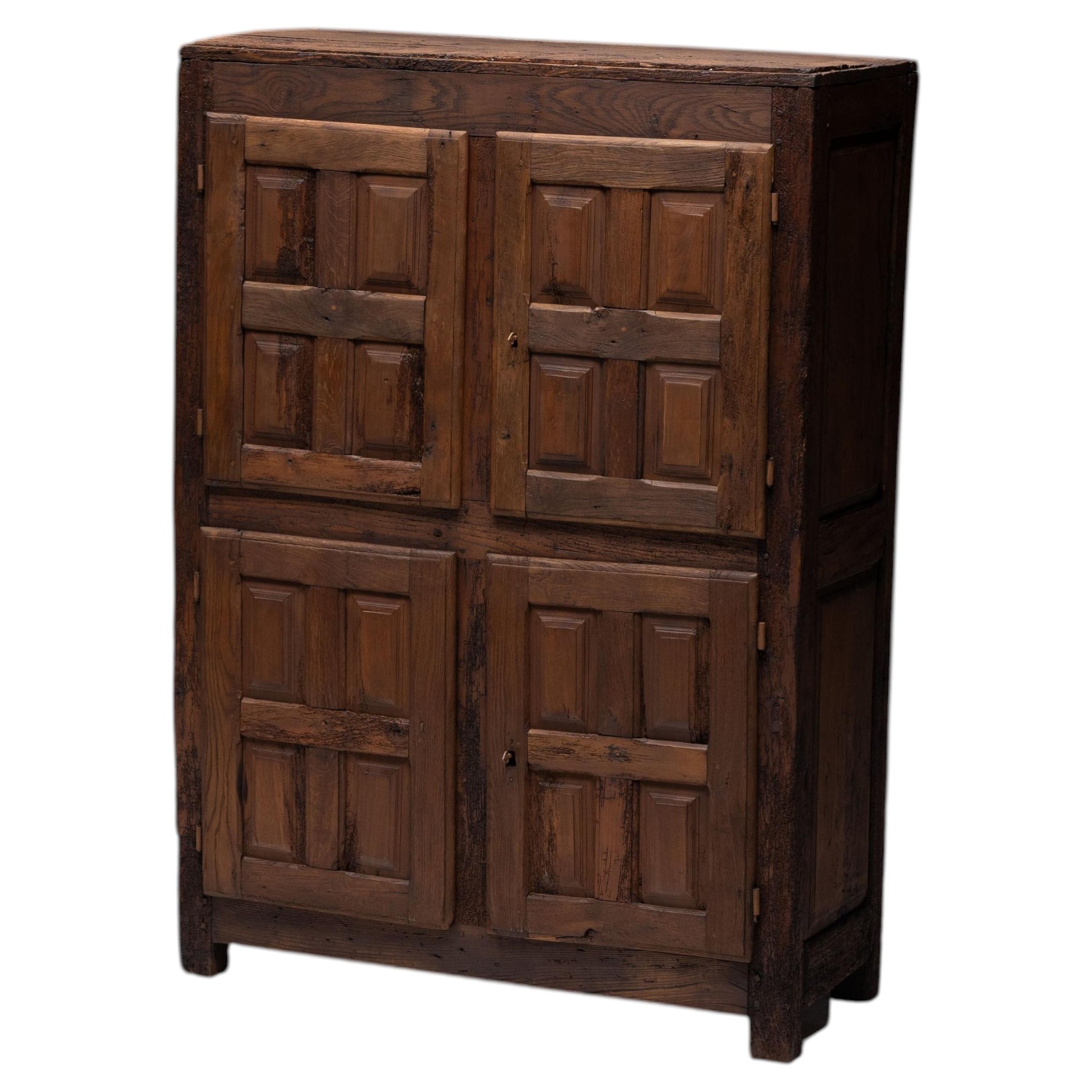 Antique Rustic Oak Cabinet, France, Early 19th Century