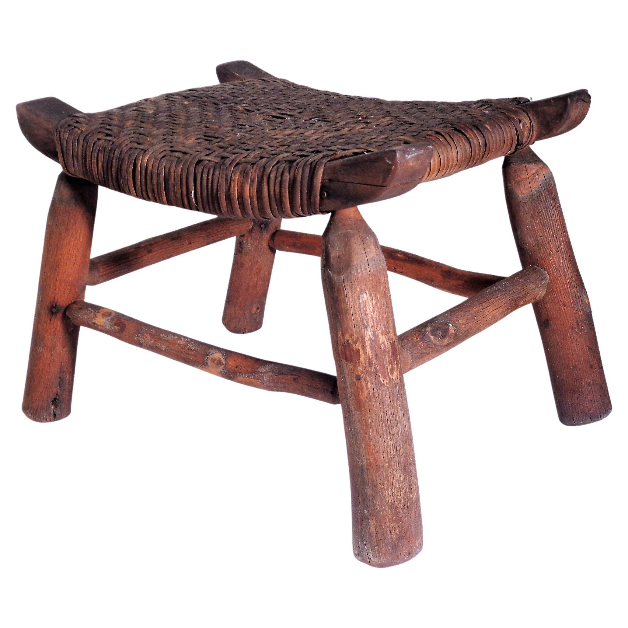 Antique Rustic Old Hickory Footstool at 1stDibs