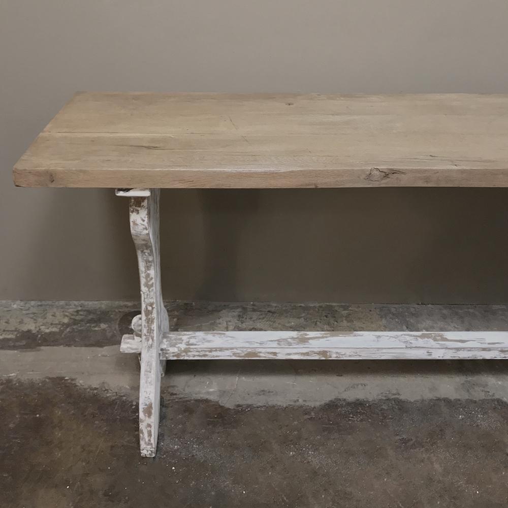 Antique Rustic Painted Country French Trestle Table, Sofa Table 4