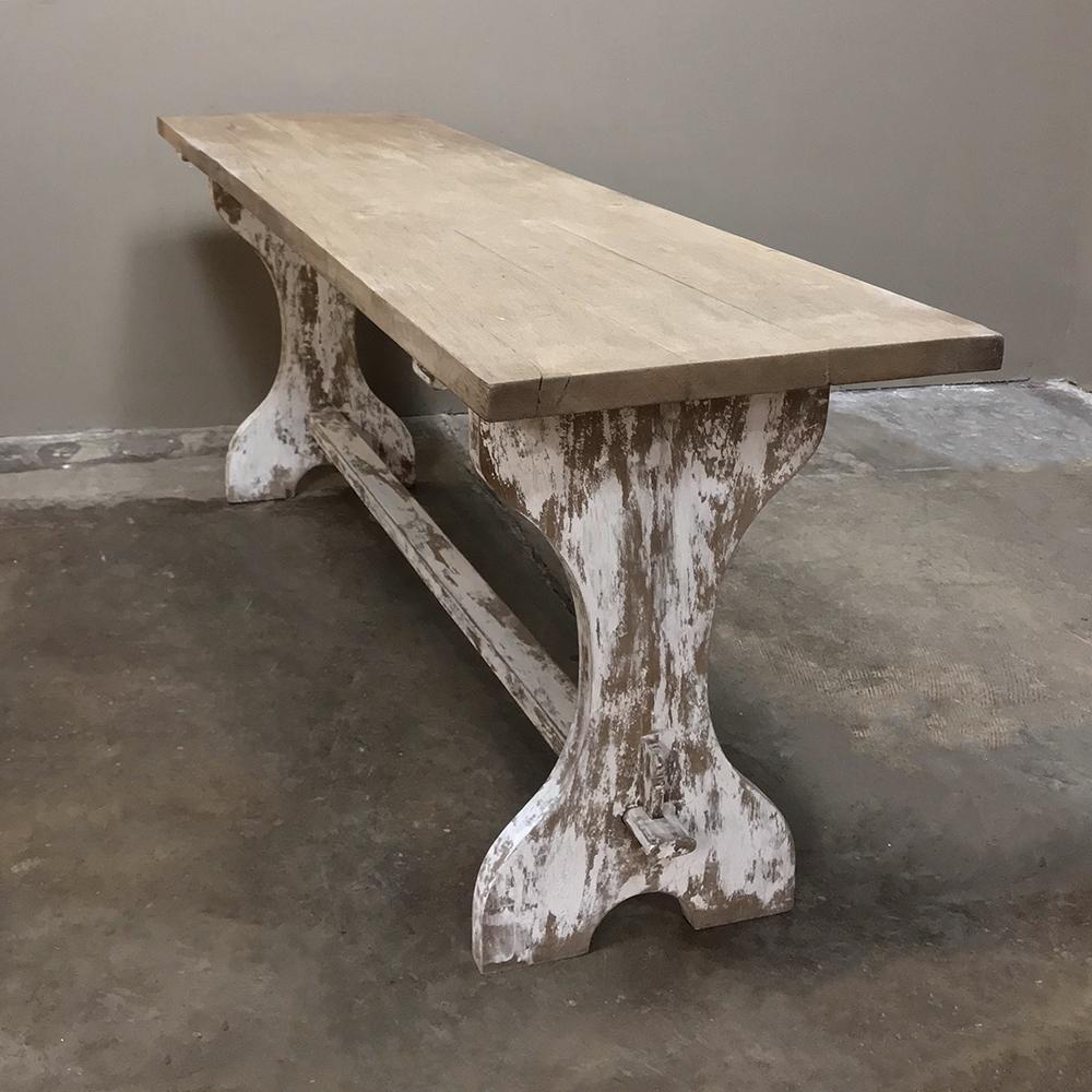 Antique Rustic Painted Country French Trestle Table, Sofa Table 5