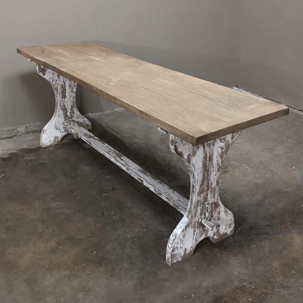 Antique Rustic Painted Country French Trestle Table, Sofa Table 6