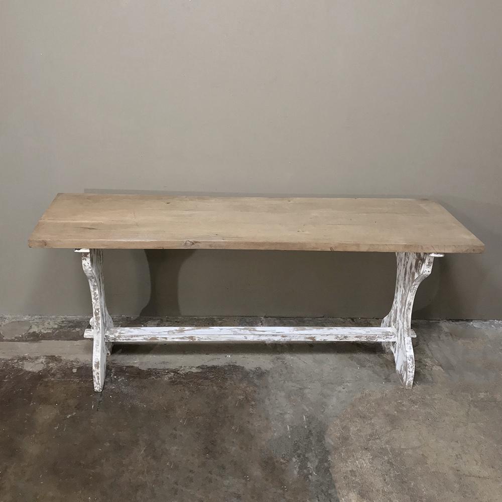 Antique Rustic Painted Country French Trestle Table, Sofa Table 7