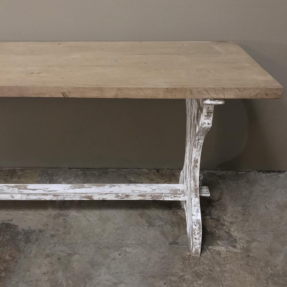 Antique Rustic Painted Country French Trestle Table, Sofa Table 3