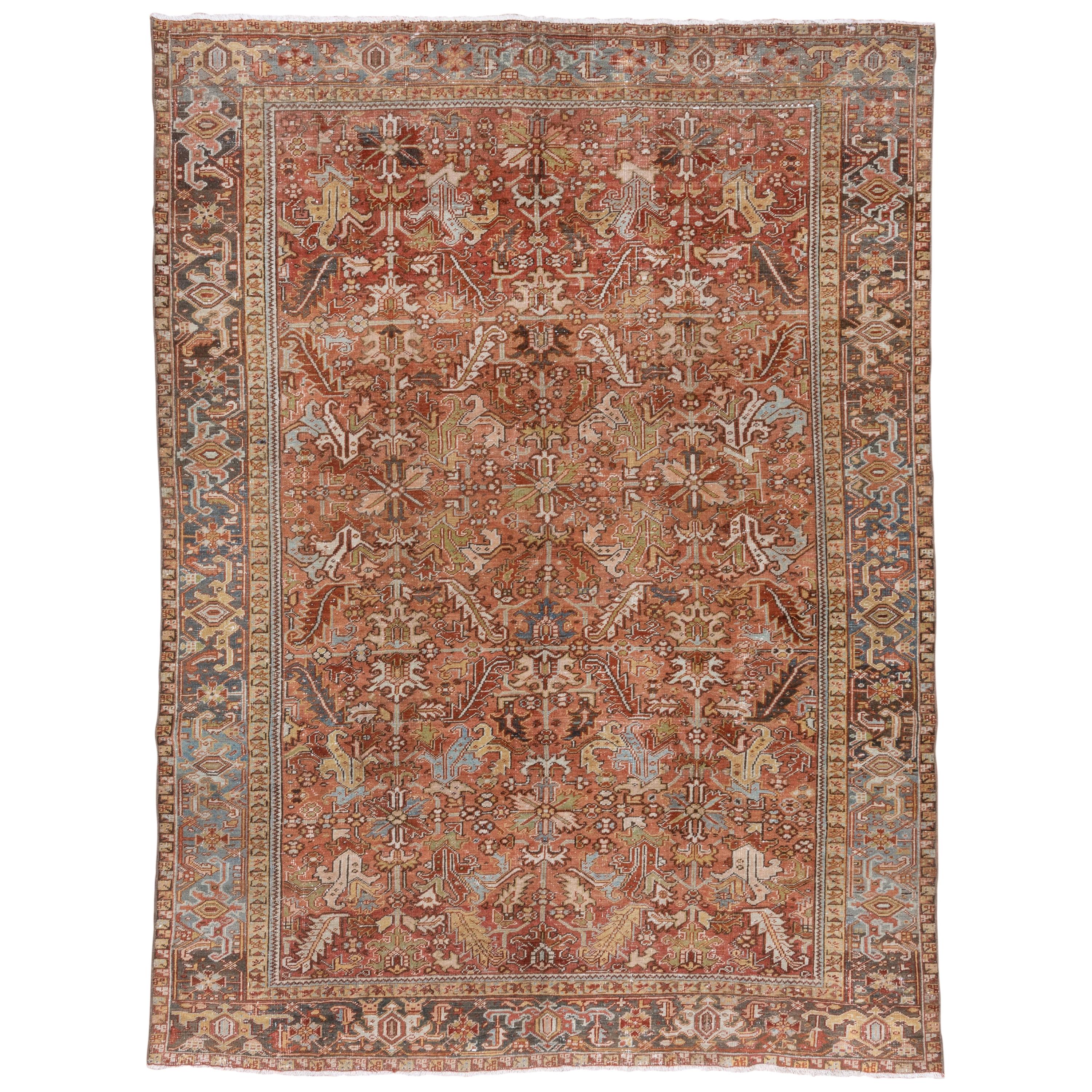 Antique Rustic Persian Heriz Carpet, circa 1920s