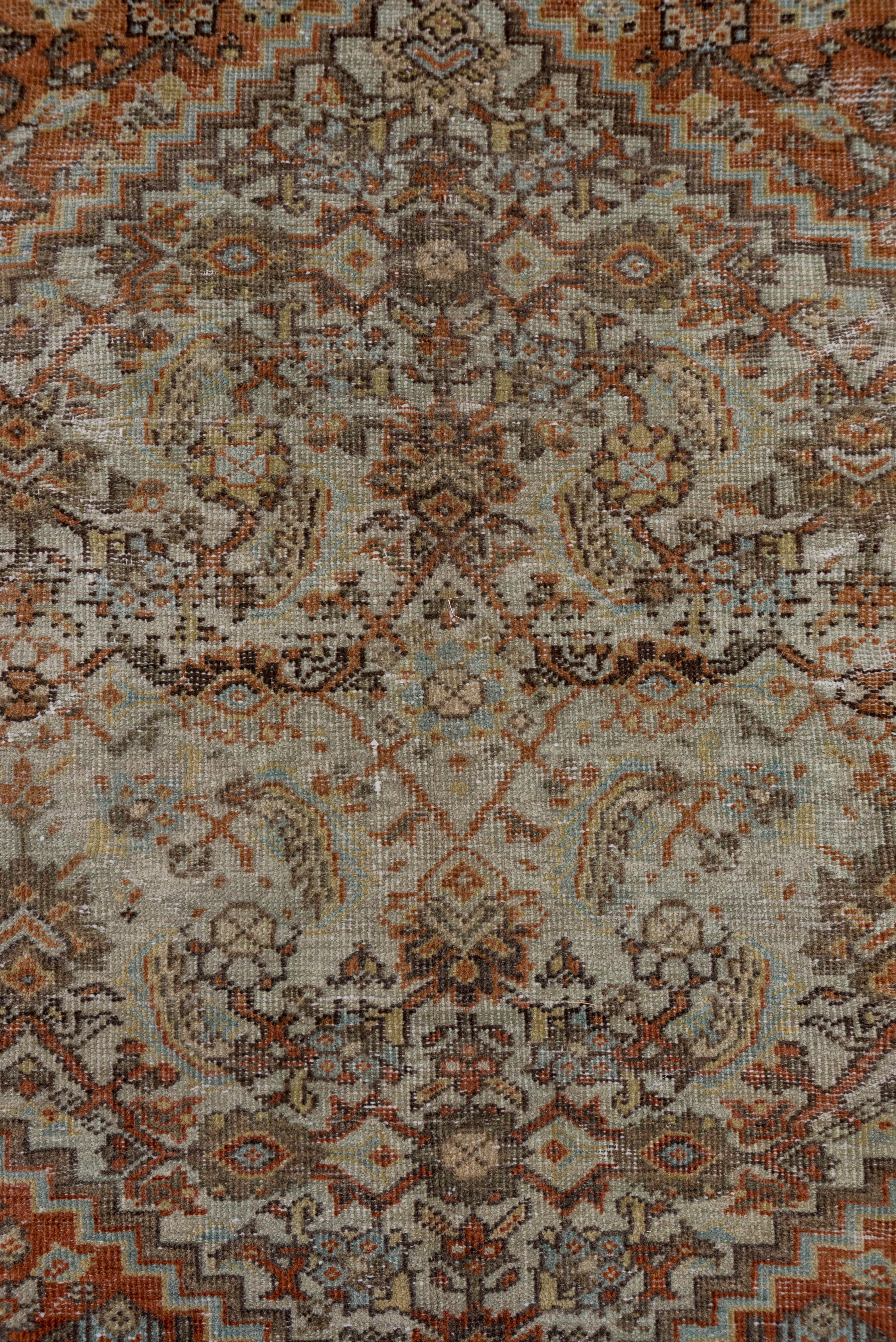 Antiker rustikaler persischer Mahal-Teppich (Handgeknüpft) im Angebot