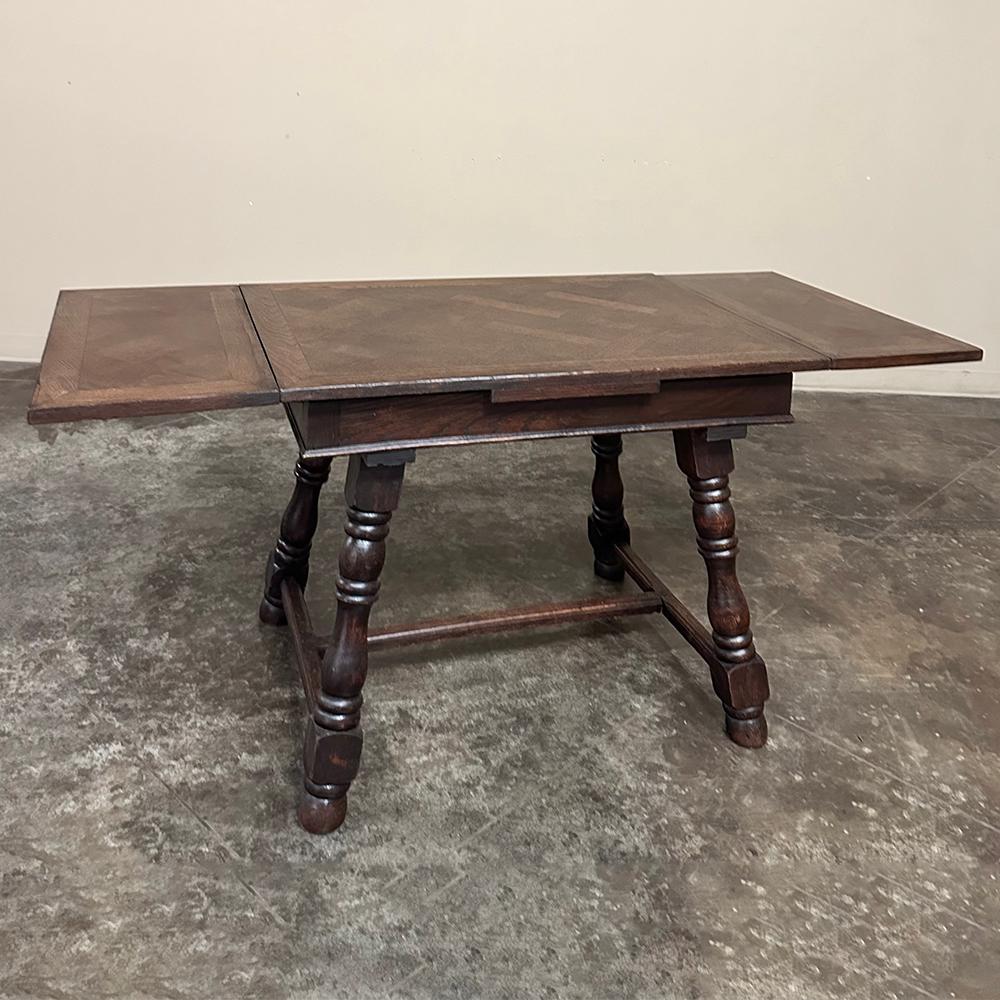 Belgian Antique Rustic Petite Draw Leaf Dining Table ~ Breakfast Table For Sale