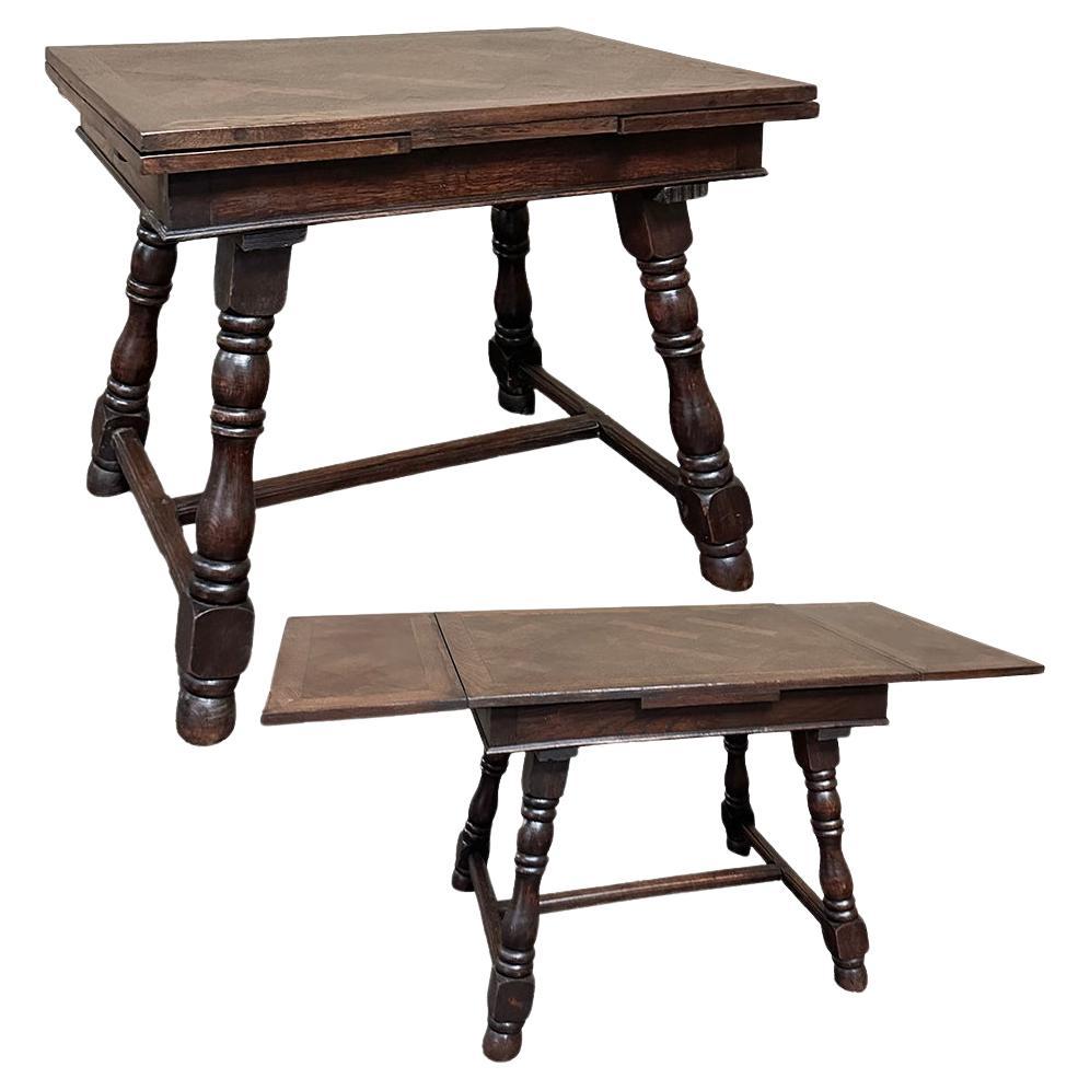 Antique Rustic Petite Draw Leaf Dining Table ~ Breakfast Table For Sale