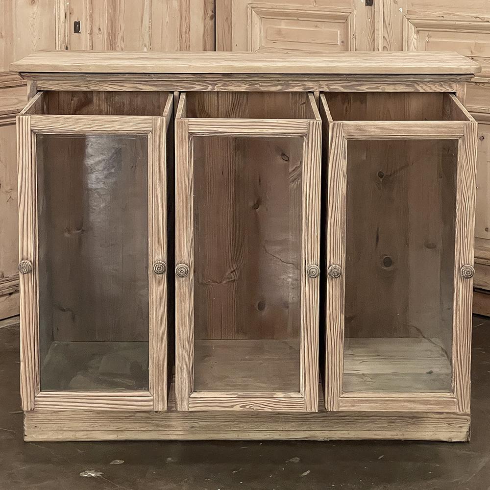 Antique Rustic Pine Bin Style Store Counter in Stripped Pine In Good Condition For Sale In Dallas, TX