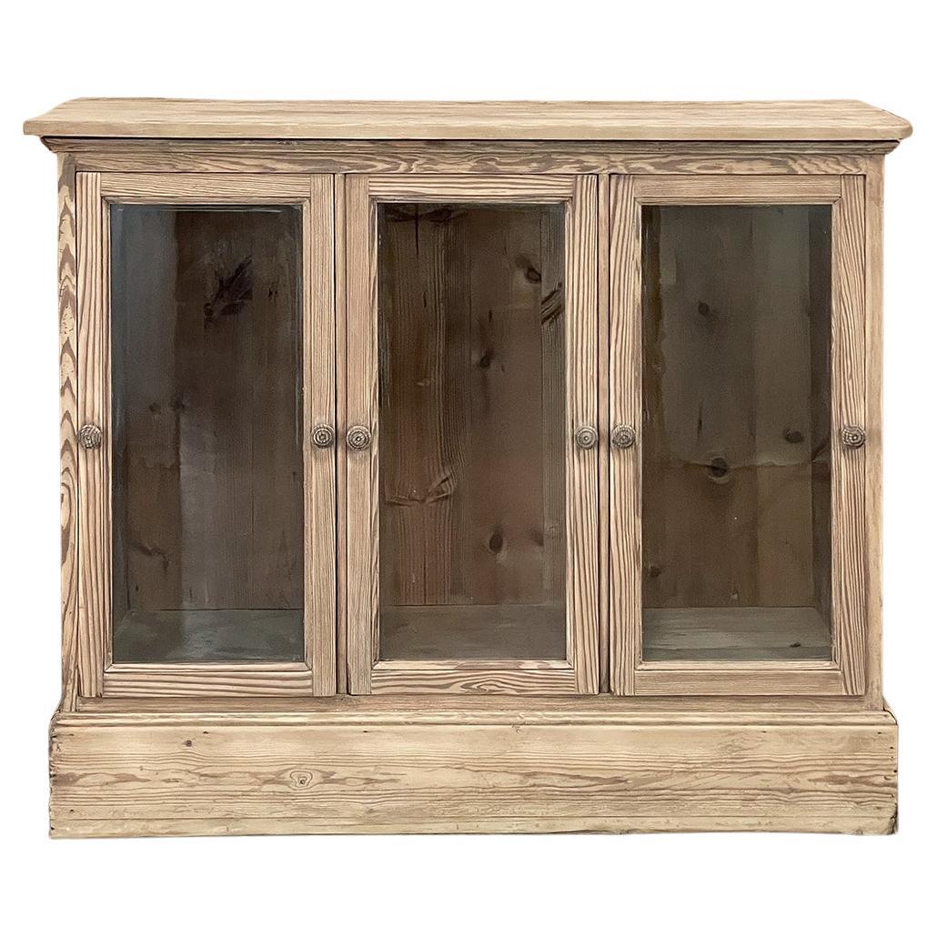 Antique Rustic Pine Bin Style Store Counter in Stripped Pine For Sale