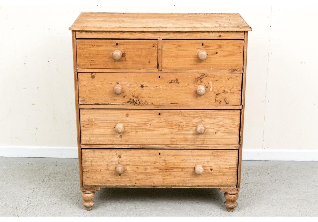 Country Antique Rustic Pine Chest Of Drawers