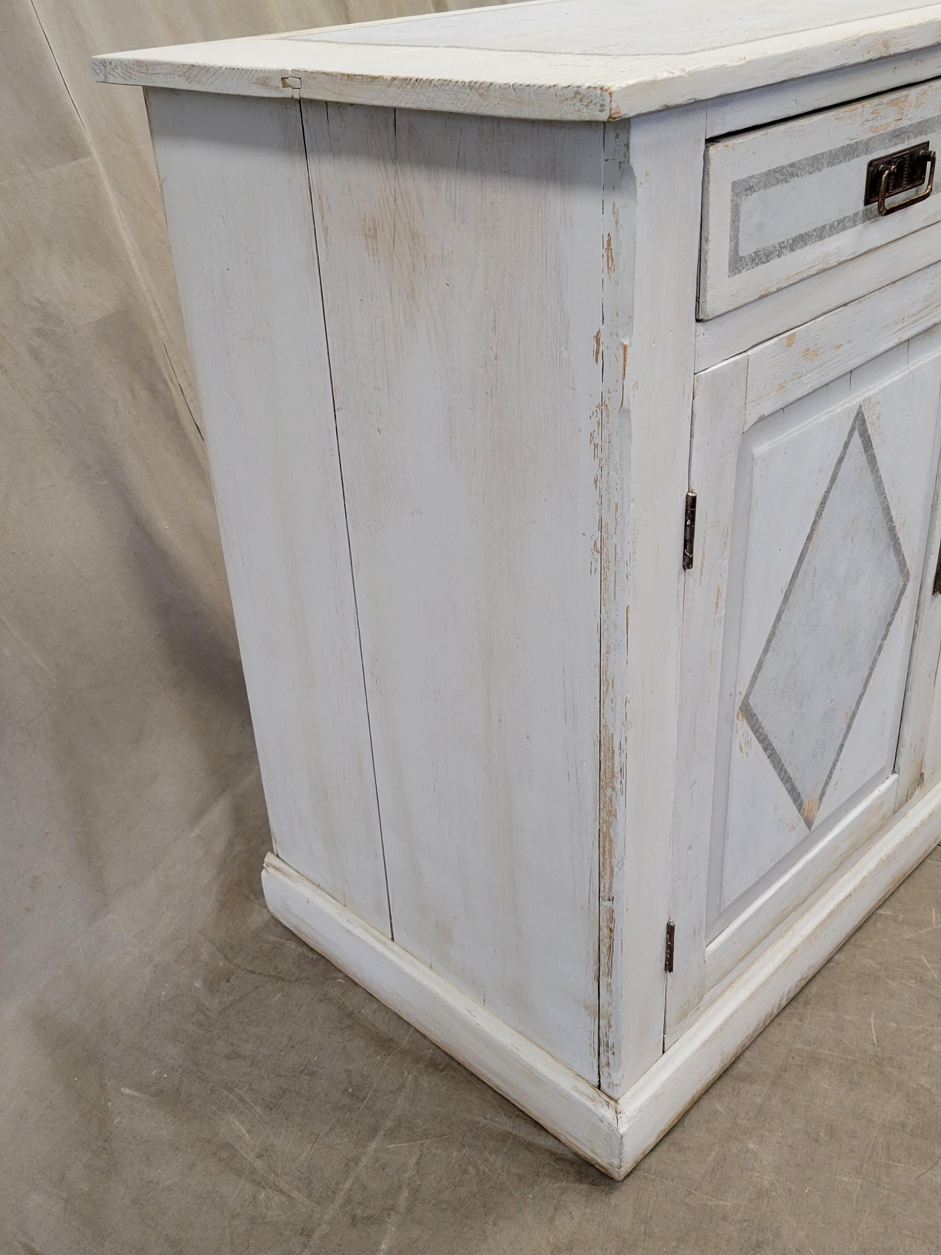 Antique Rustic Pine Sideboard With White and Gray Paint 2