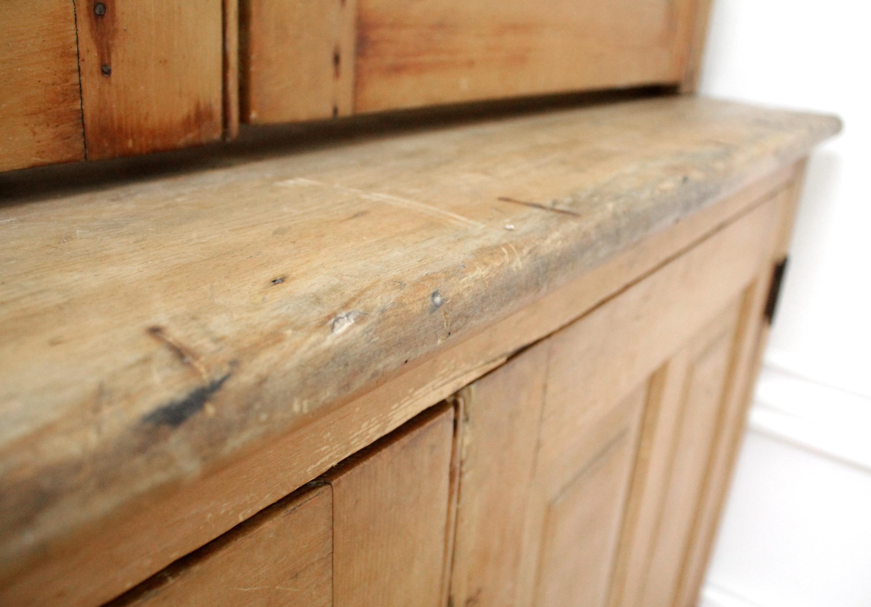 Antique Rustic Pine Wood 2 Part Cupboard 8