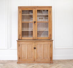 Antique Rustic Pine Wood 2 Part Cupboard