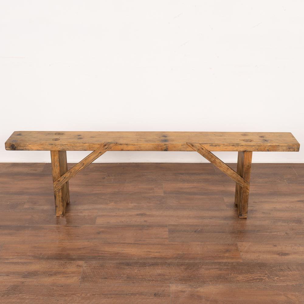 Hungarian Antique Rustic Plank Pine Bench from Hungary, circa 1890