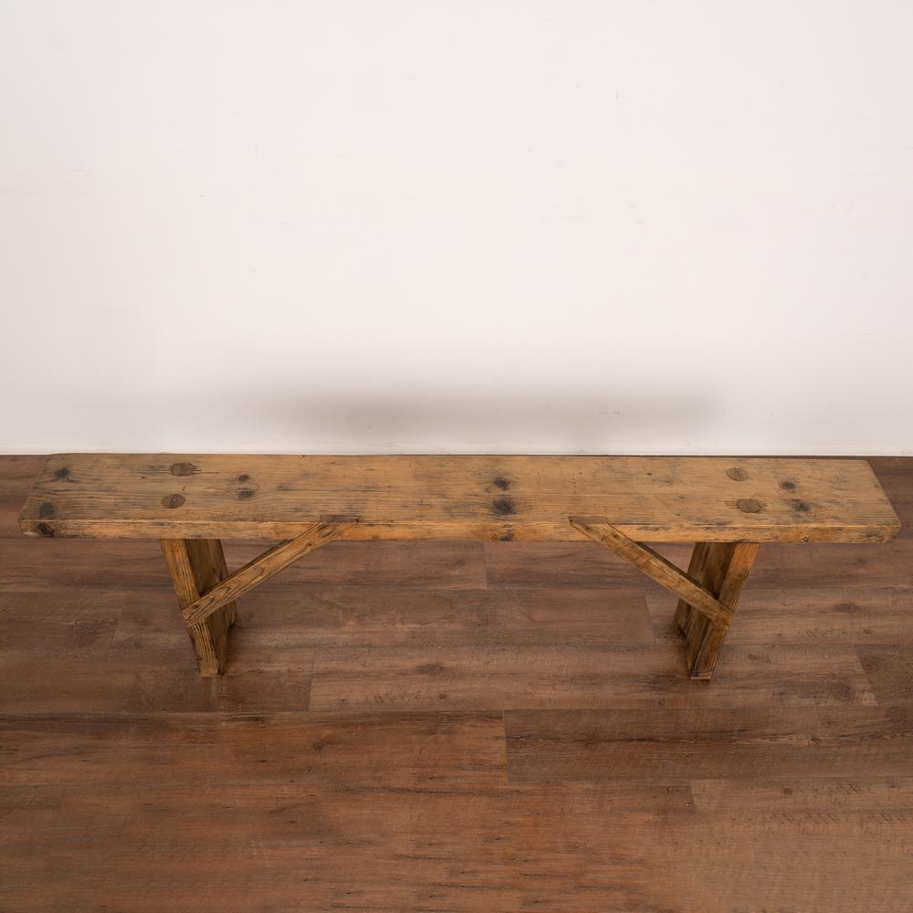 Antique Rustic Plank Pine Bench from Hungary, circa 1890 In Good Condition In Round Top, TX