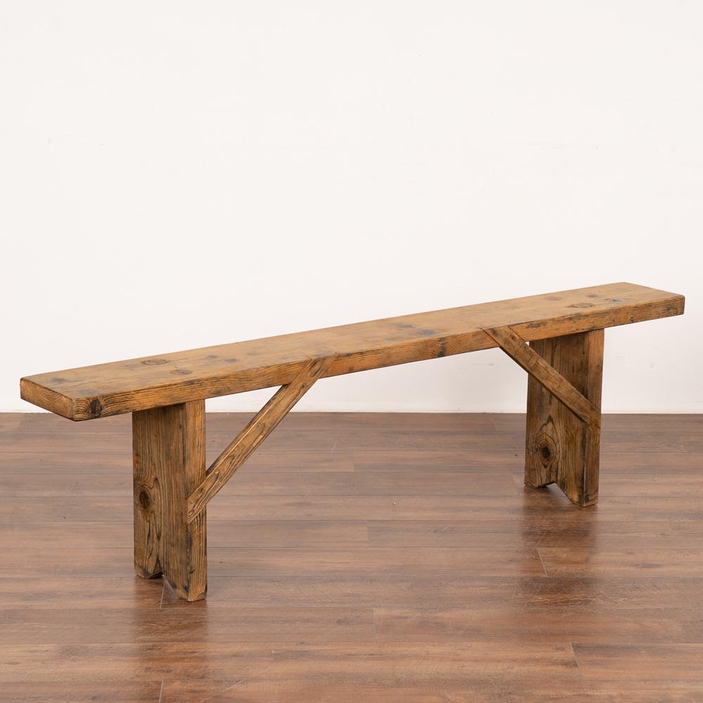 Antique Rustic Plank Pine Bench from Hungary, circa 1890 3