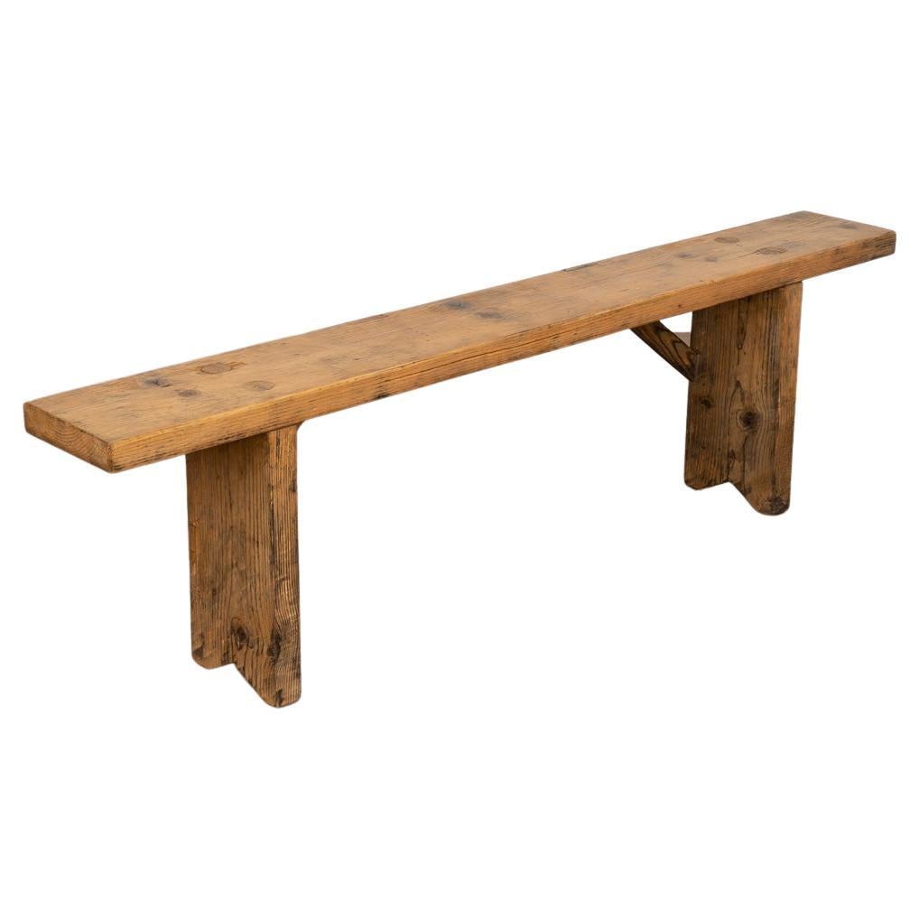 Antique Rustic Plank Pine Bench from Hungary, circa 1890