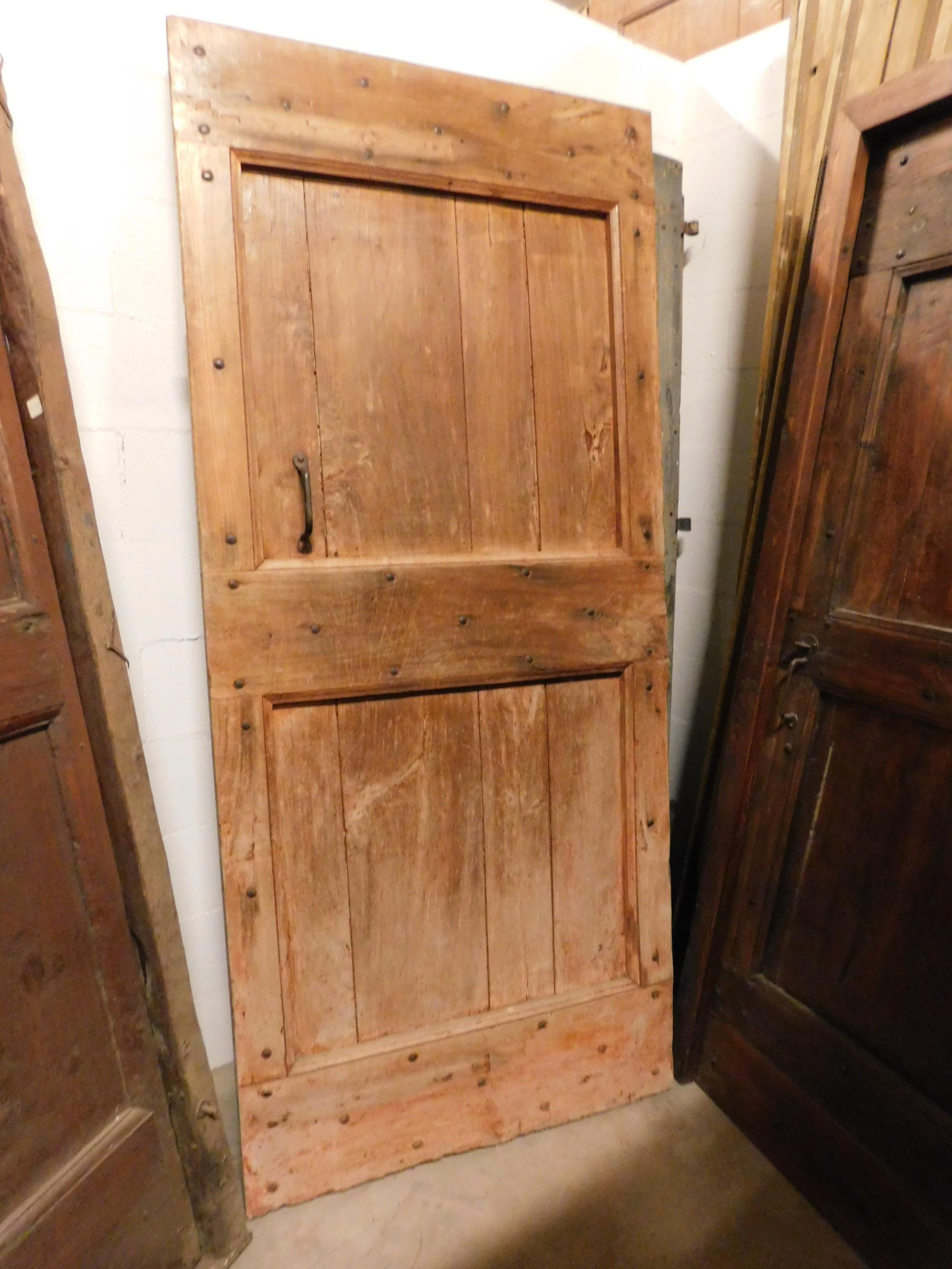 italien Ancienne porte rustique en peuplier, 19ème siècle, Italie en vente