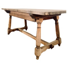 Antique Rustic Preparation Plank English Table, 1900s
