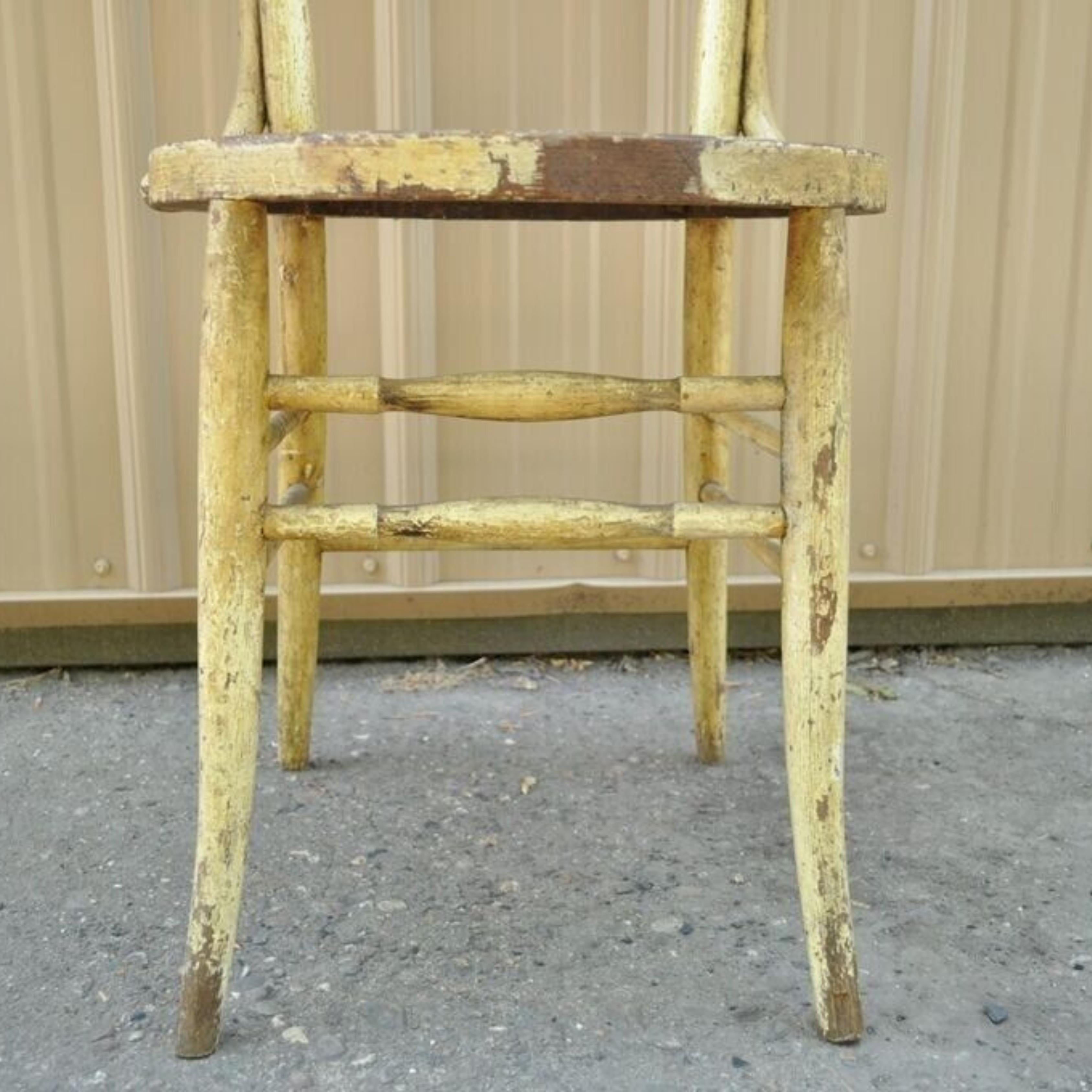 Antique Rustic Primitive Distress Hand Painted Nursery Rhymes Side Accent Chair For Sale 2