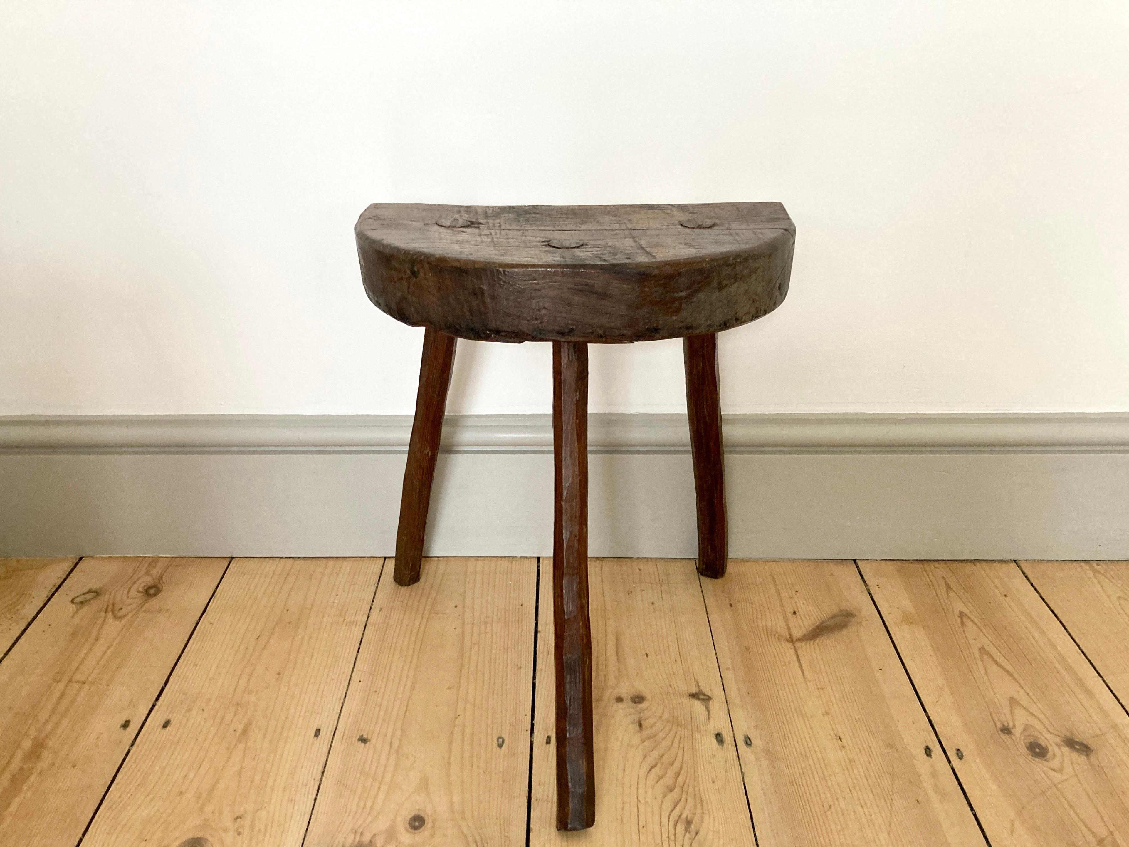 Fabulous antique rustic tripod stool sourced from rural 
