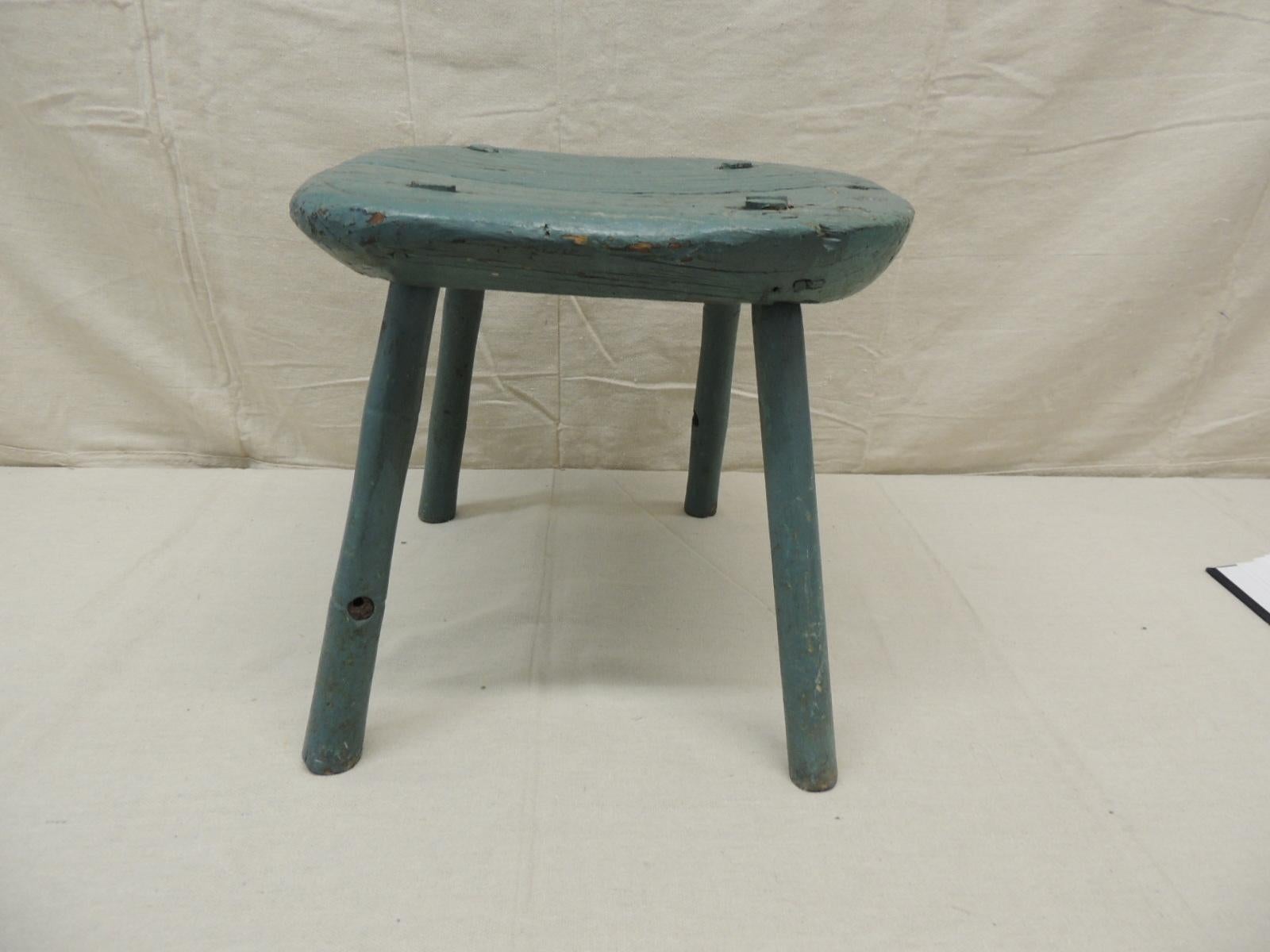 French Provincial Antique Rustic Painted Stool