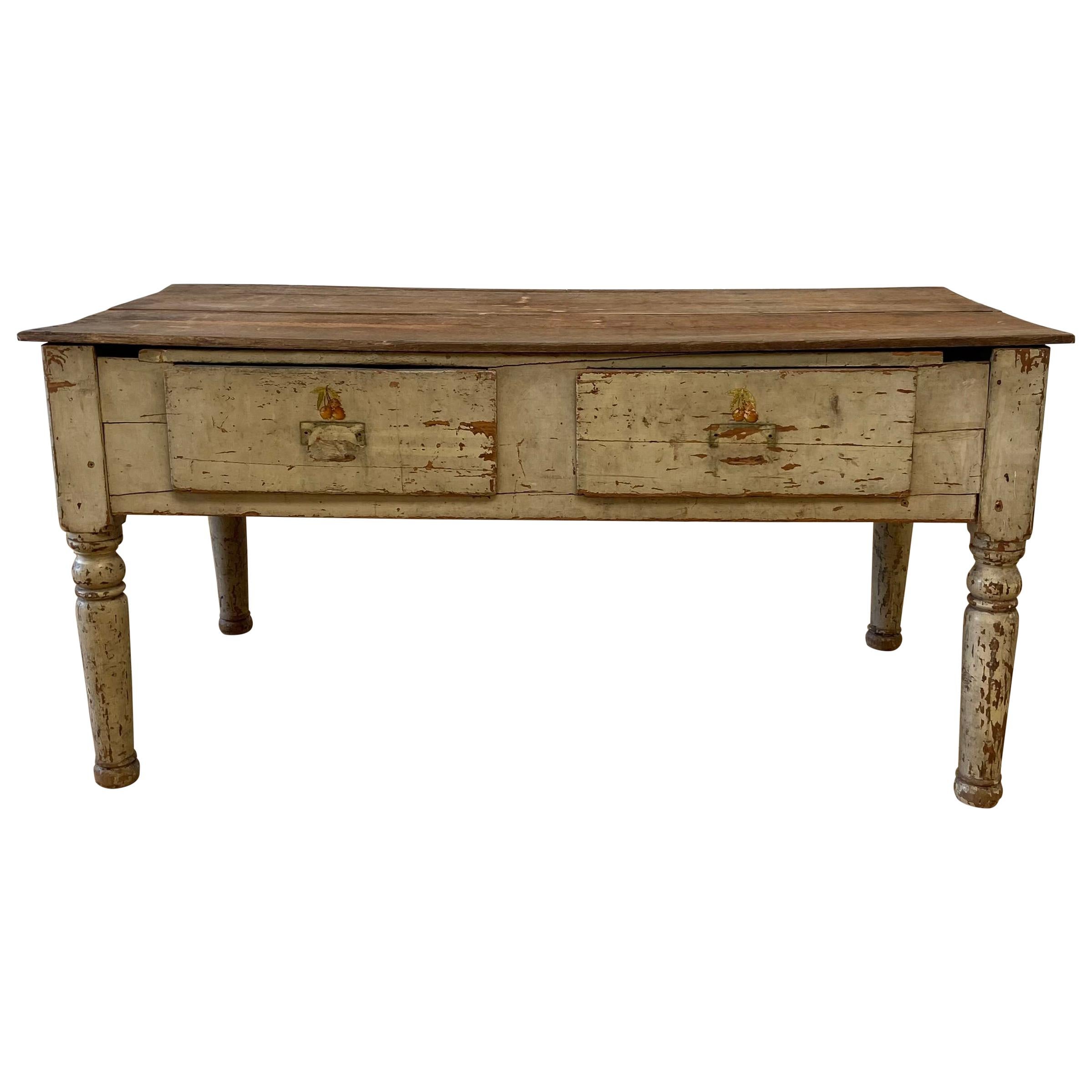 Antique Rustic Primitive Style Low Table or Coffee Table For Sale