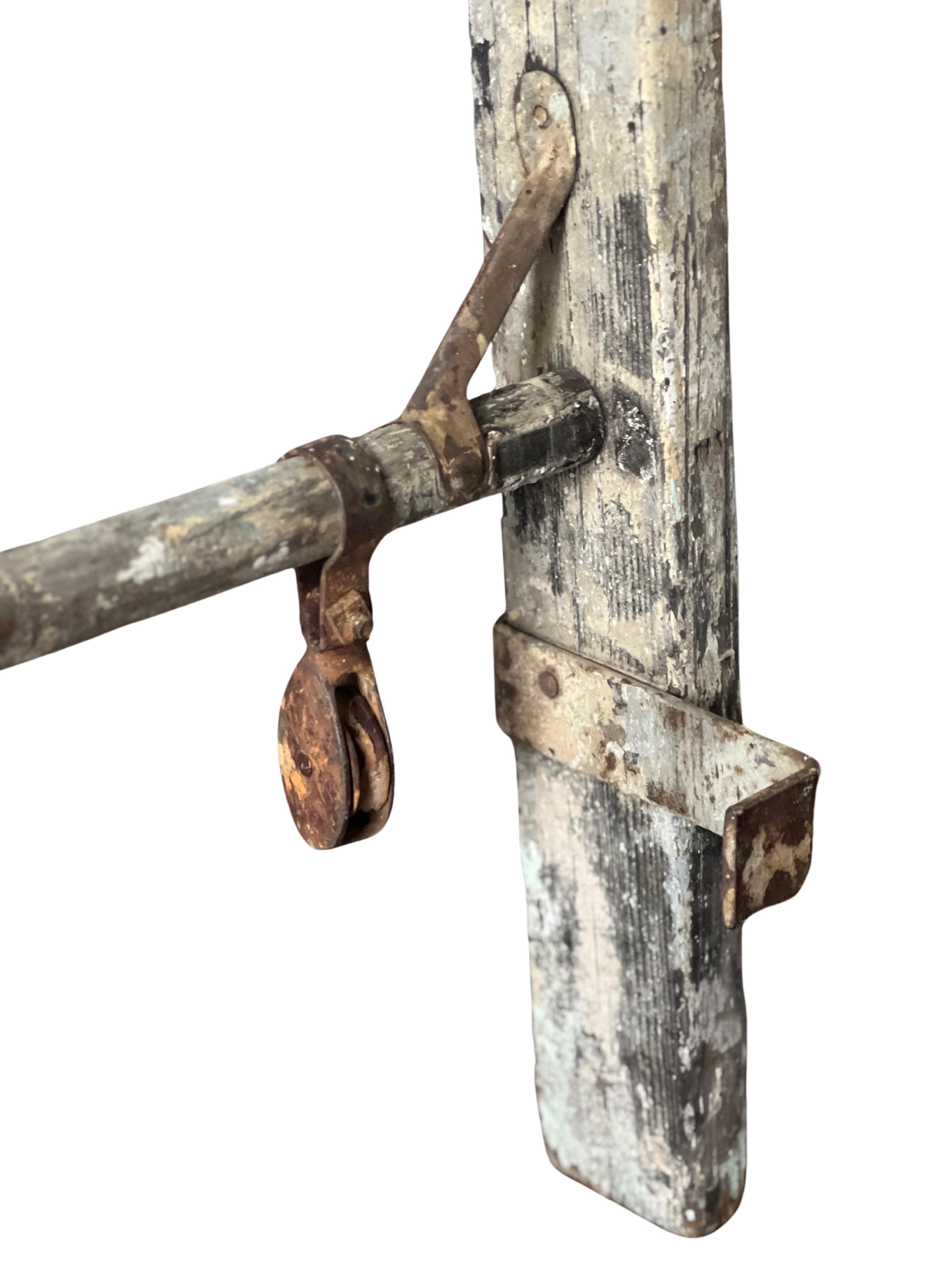 North American Antique Rustic Primitive Wood Ladder For Sale