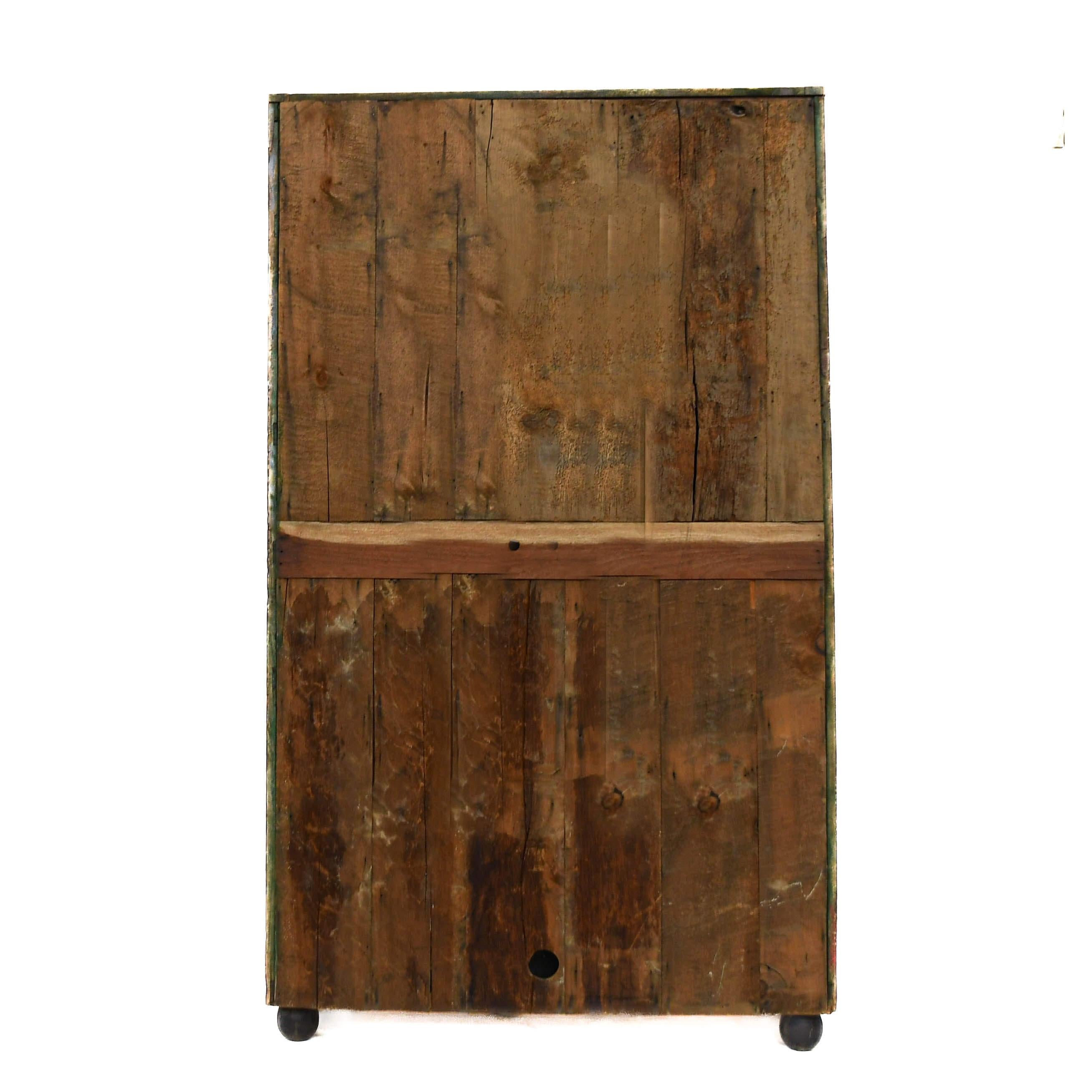 20th Century Antique Rustic Red and Black Cabinet For Sale