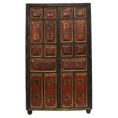 Antique Rustic Red and Black Cabinet